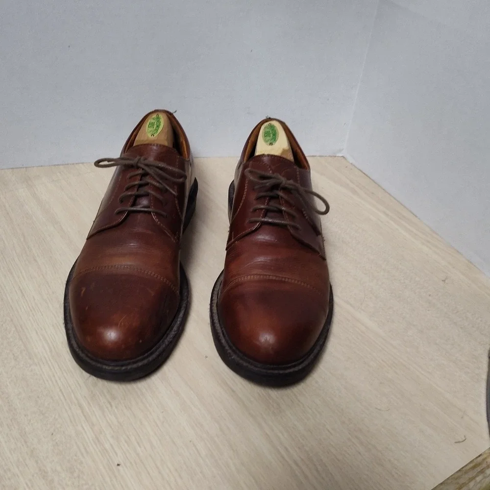 Johnston‎ & Murphy Men 10.5 Brown Leather Cap Toe Oxford Dress Shoes Handcrafted